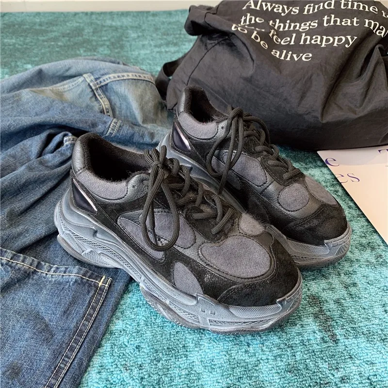 Женские кроссовки на платформе винтажные шнуровке уличная спортивная обувь