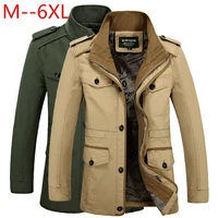 men casual jacket male windbreaker oversized 6xl autumn washed cotton classic long jackets men clothing trench coat streetwear
