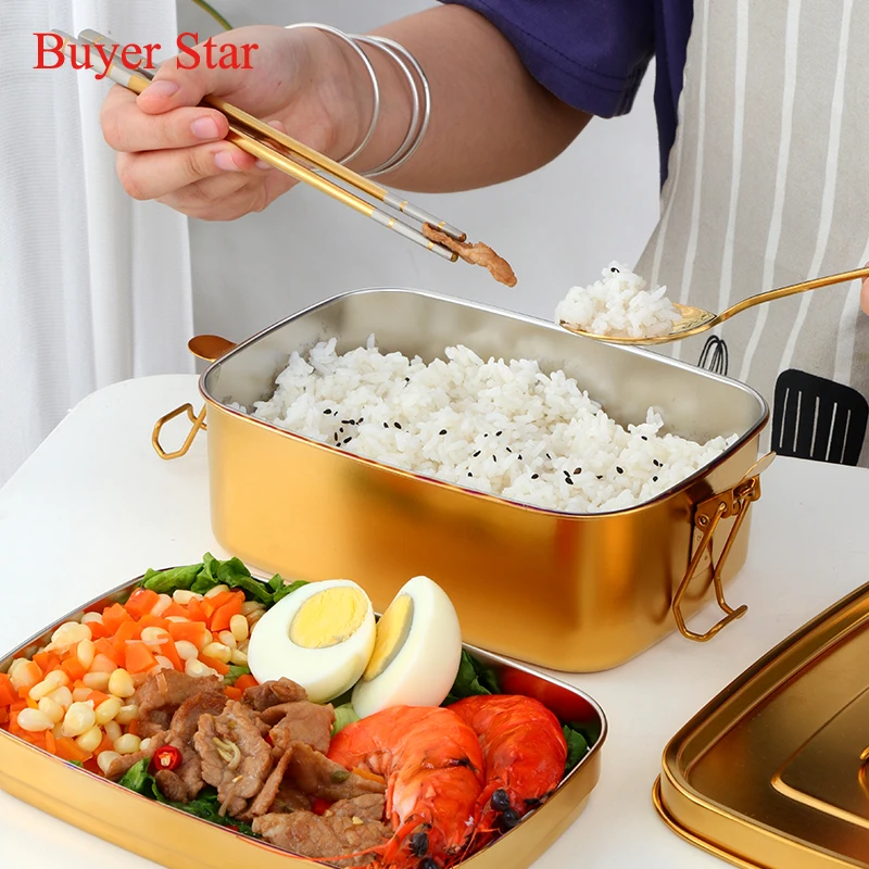 Контейнер для ланча Bento 304 из нержавеющей стали 1 5 л двухслойный металлический