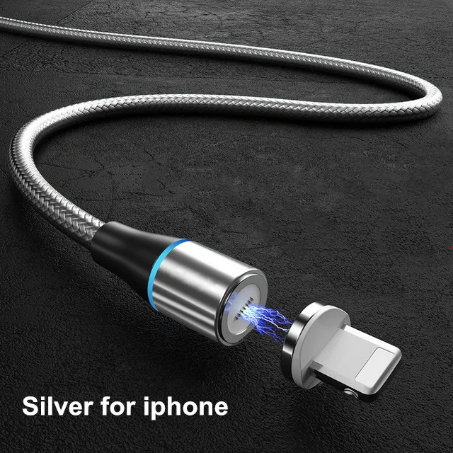 Silver for iphone Магнитный кабель Micro USB для быстрой зарядки Vanniso 2m 3A для iPhone X 7 samsung A50 Xiaomi mi9, магнитный кабель usb type-c для передачи данных - Цвет: Silver for iphone