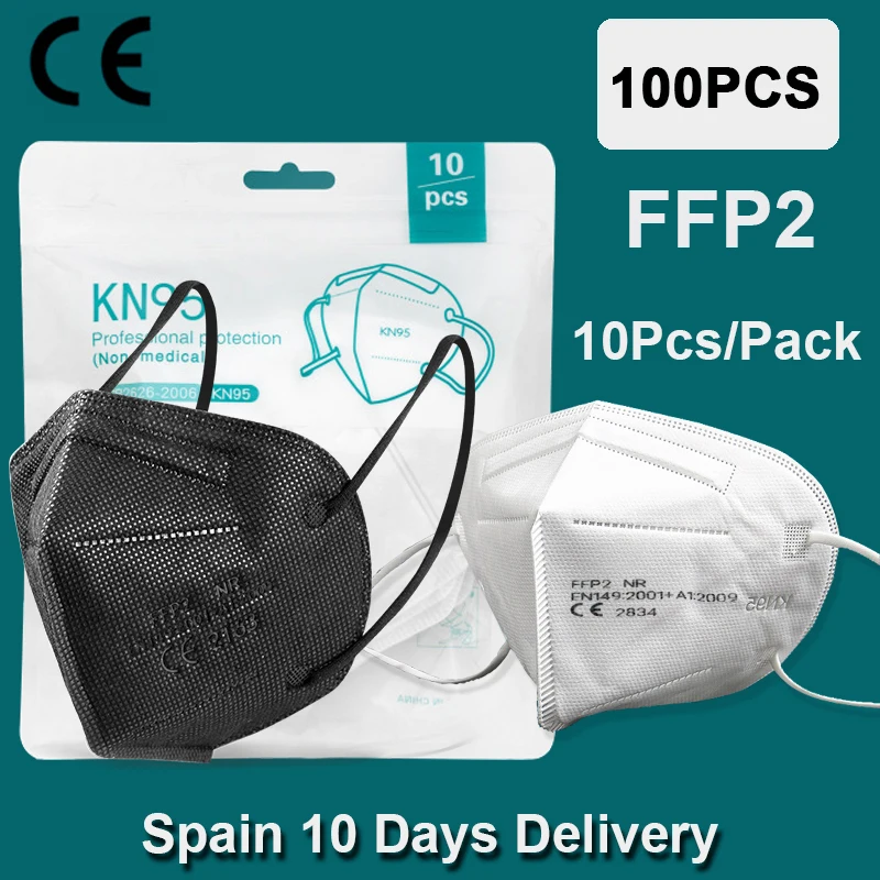 

10 Days Delivery! FPP2 Approved Masks 100 Pieces KN95 Mask 5 Layers Face Mask FPP2 Mascarillas Protective Reusable ffp2 mask