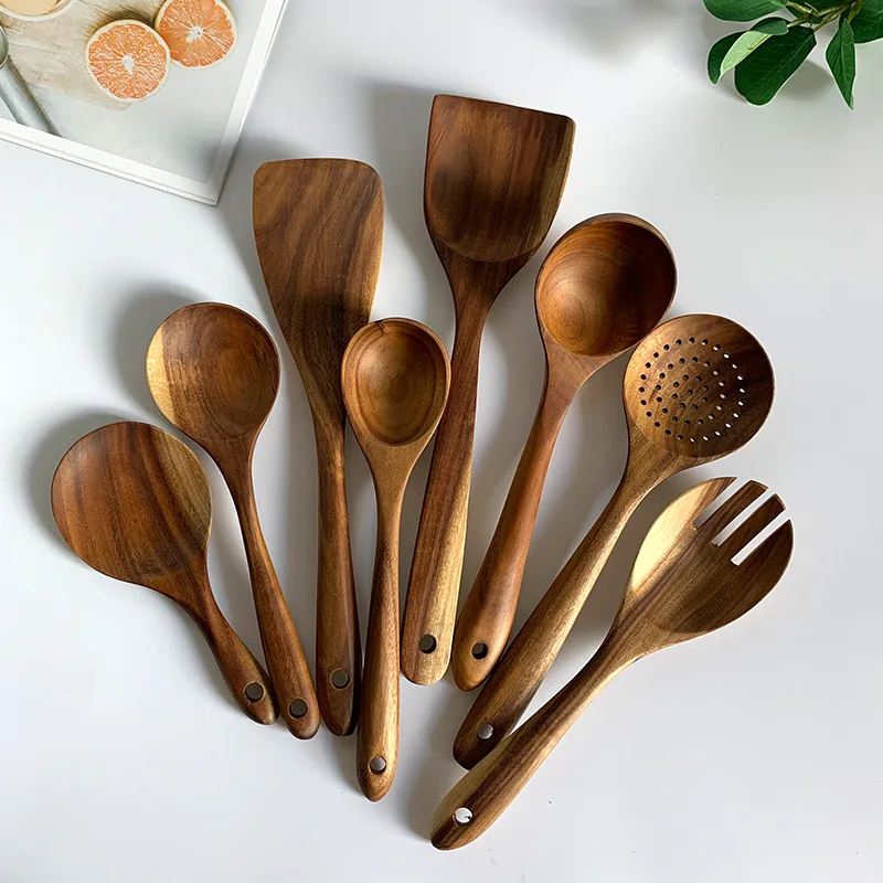 

Thai teak unpainted solid wood spatula wooden rice spoon nonstick wooden spatula long handle solid wood soup spoon cooking