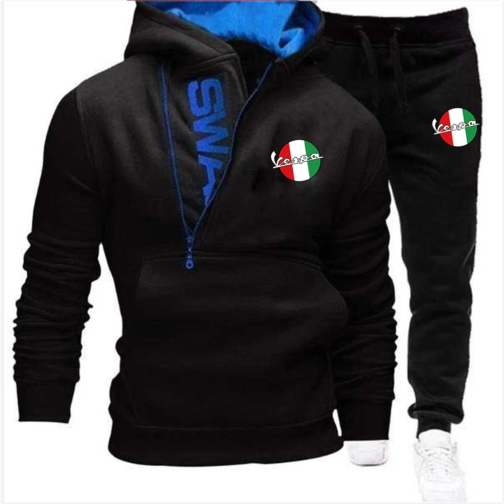 

2021 Autumn And Winter Vespa Battery Car Logo Letter Printing Fashion Men's Personality All-Match Sports Hooded Men's Casual