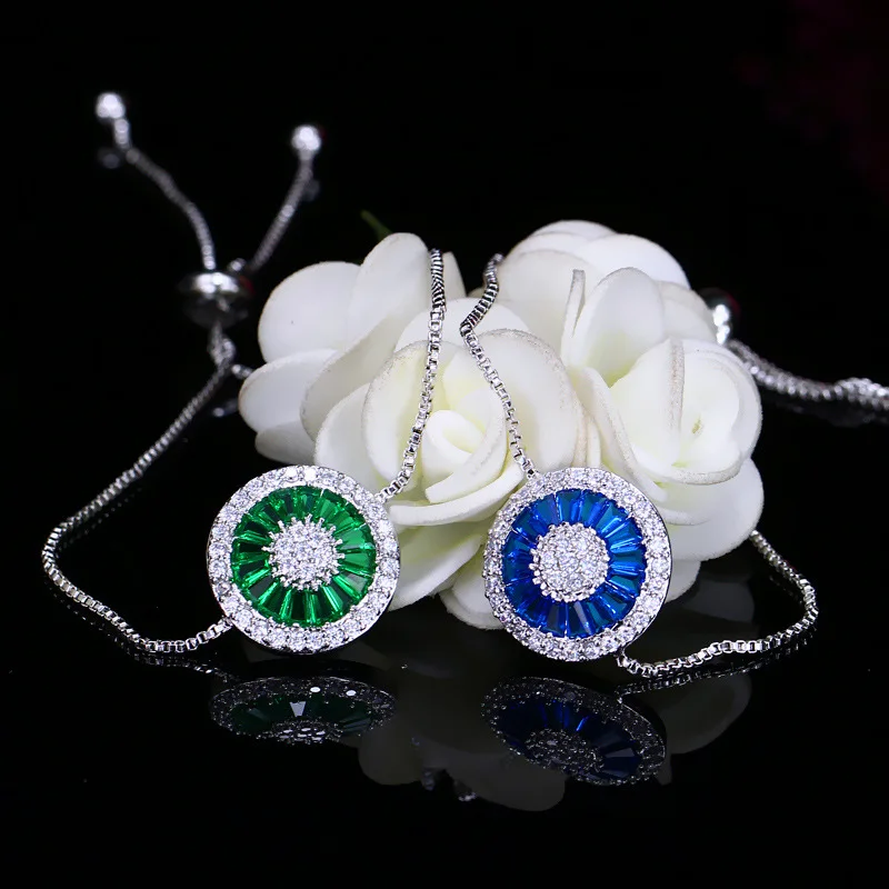 Роскошный круглый браслет из розового золота plt для тенниса очаровательные