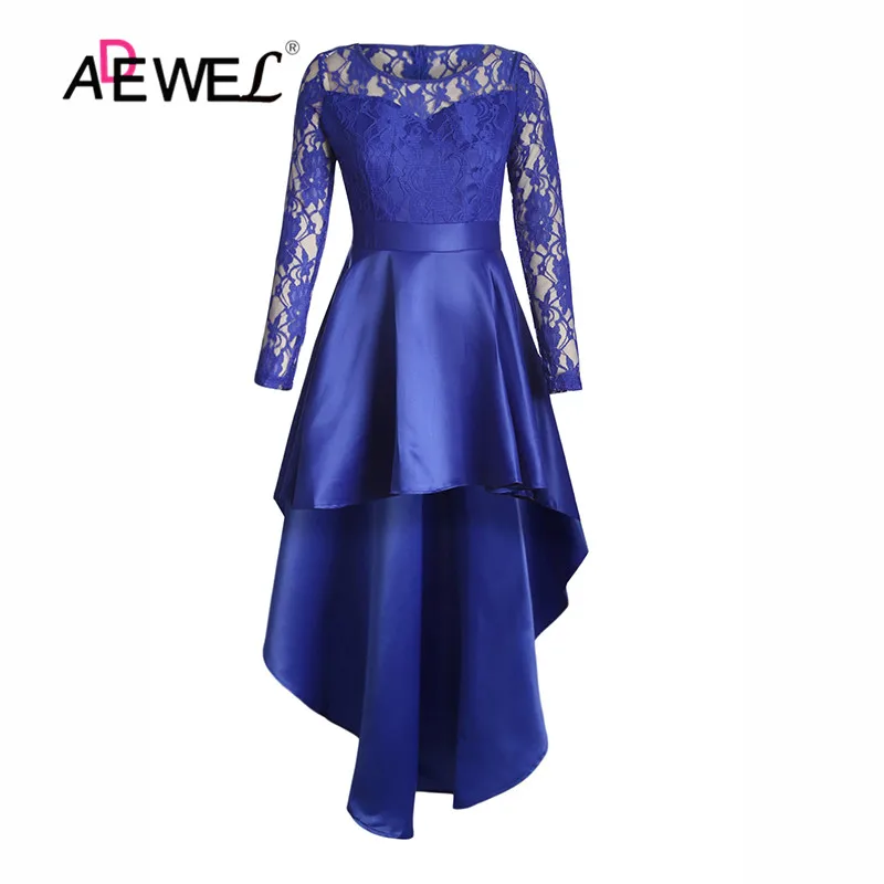 ADEWEL/кружевные платья с длинным рукавом и круглым вырезом элегантные вечерние
