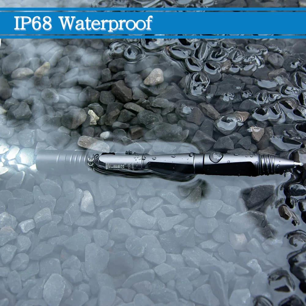 저렴한 WUBEN-TP10 전술 펜 라이트, 손전등, USB 충전식, LED 손전등, 유리 브레이커, 자기 방어용 볼펜 쓰기