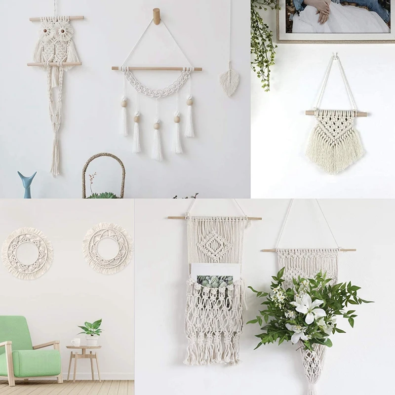 

Macrame Cord Soft Cotton Rope for Plant Hanger Wall Hanging Knitting Craft Beginners Home Bedroom Room Decorations