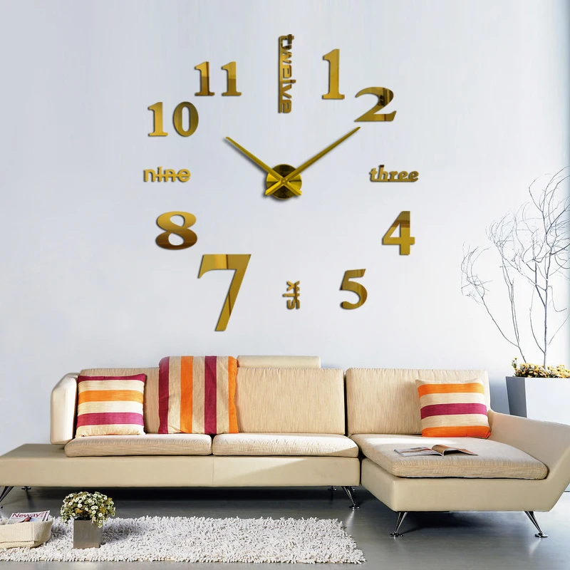 

3D Wall Clock Acrylic Mirror Wall Stickers Home Decoration Modern Style 3D Watch Living Room Kitchen Decoration