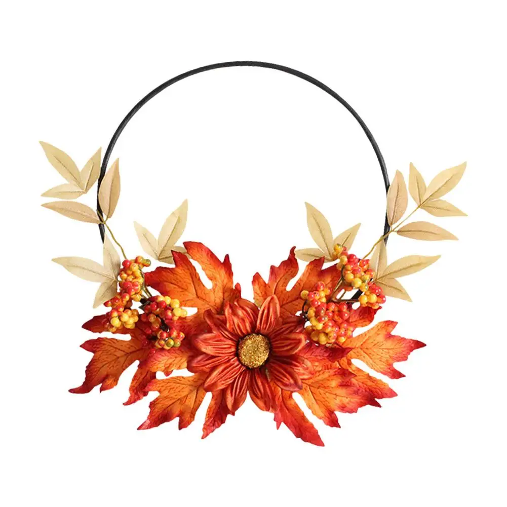 

Wall Decor Fall Wreath Simulated Maple Leaves Wreath For Harvest Festival Front Door Ornament Home Decoration