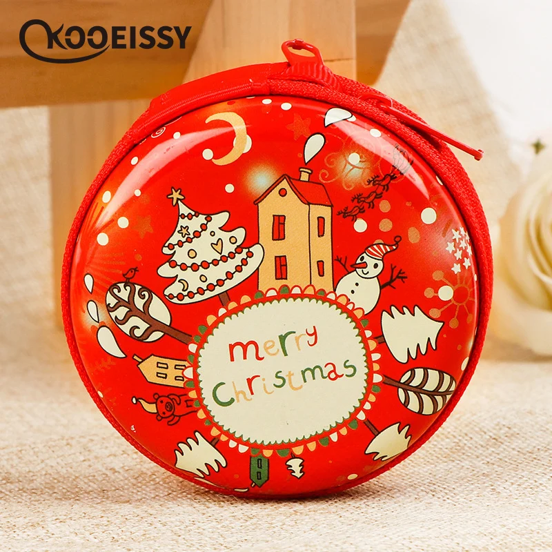 Портативная жестяная коробка для хранения в виде мультяшного Санты контейнер