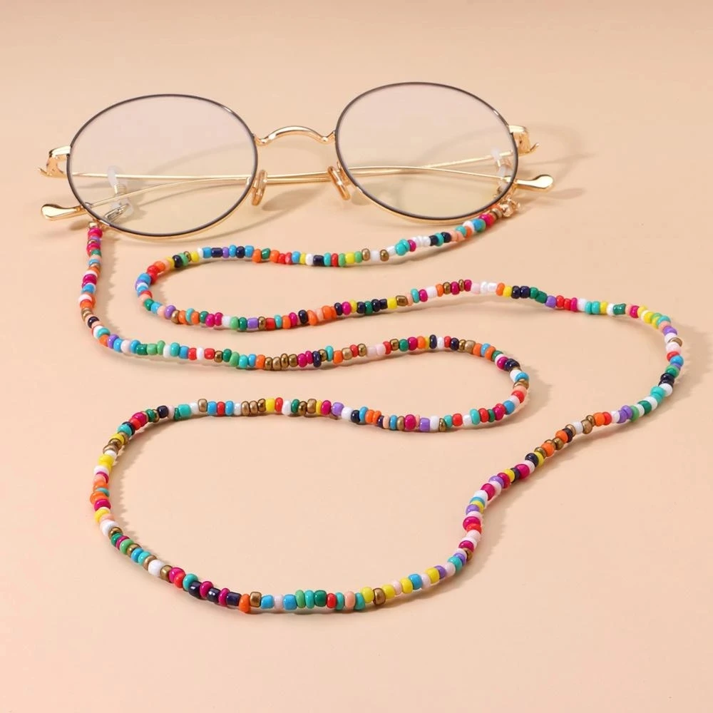

Anti-Lost Eyeglass Sunglasses Strap Beaded Chain Colorful Fashion Reading Glasses Chain Retro Neck Strap String Chain Eyewear