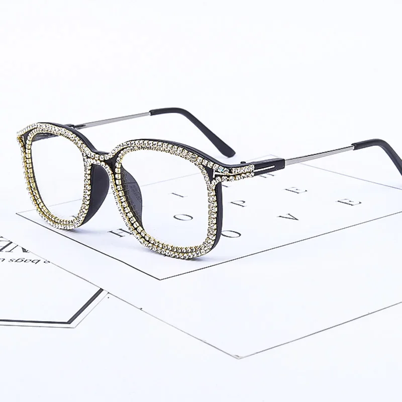 Роскошная оправа Стразы для очков Женская Классическая квадратная