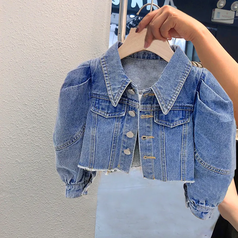 

Girl outfit 2023 kids Denim jacket For Girls Spring Autumn Jeans Coat Children Clothes Fashion Short Baby Denim Jackets 1-6 year