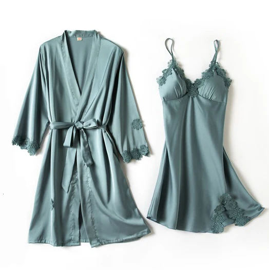 Женский пижамный комплект из 2 предметов ночная рубашка с v-образным вырезом