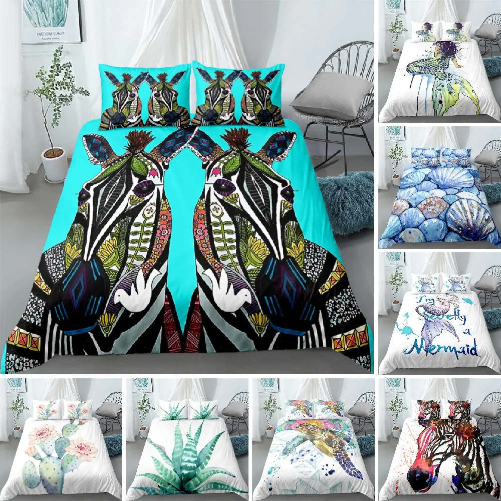 

HD Digital 3D Animal Plant Print Bed set Bedding Sets Duvet Cover Pillowcase 2/3pcs Bed Clothes US/AU/EU Size