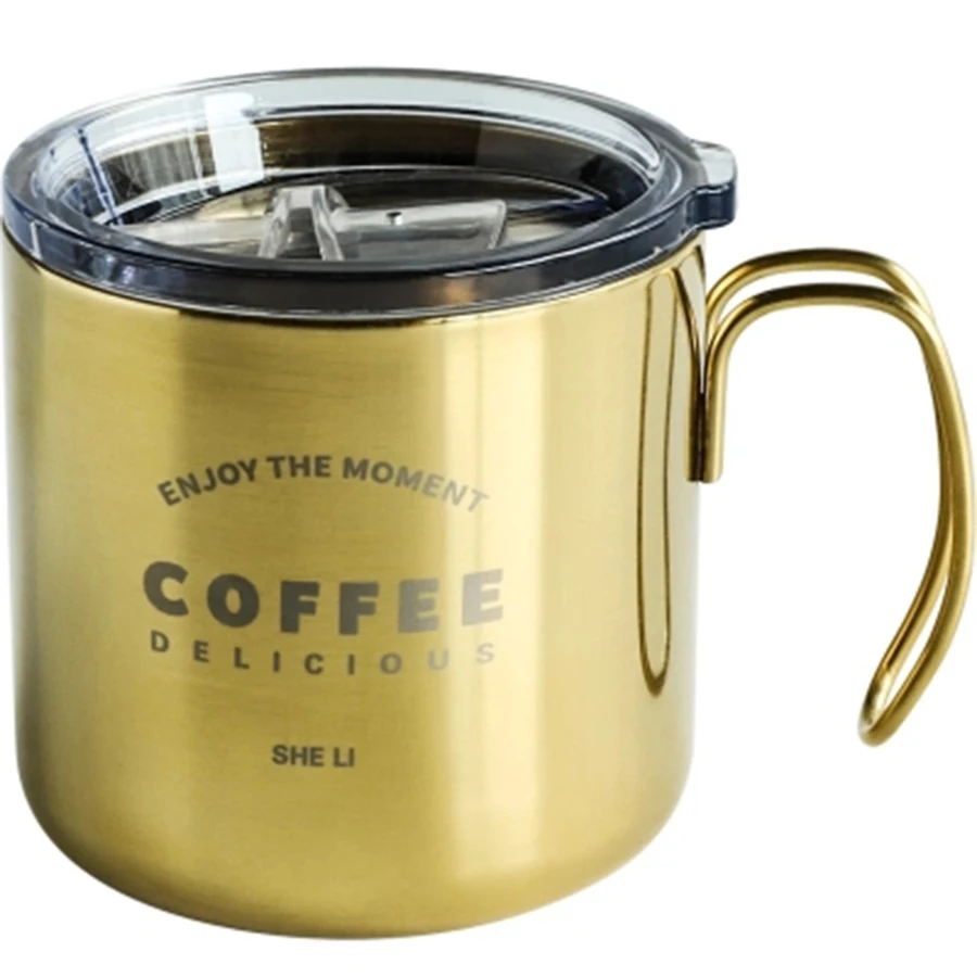 Metal Nordic Coffee Mugs Stainless Protein Shaker Vintage Big Cute Portable Mug Lid Milk Tea Botellas Para Agua Spoon EE7SB | Дом и сад