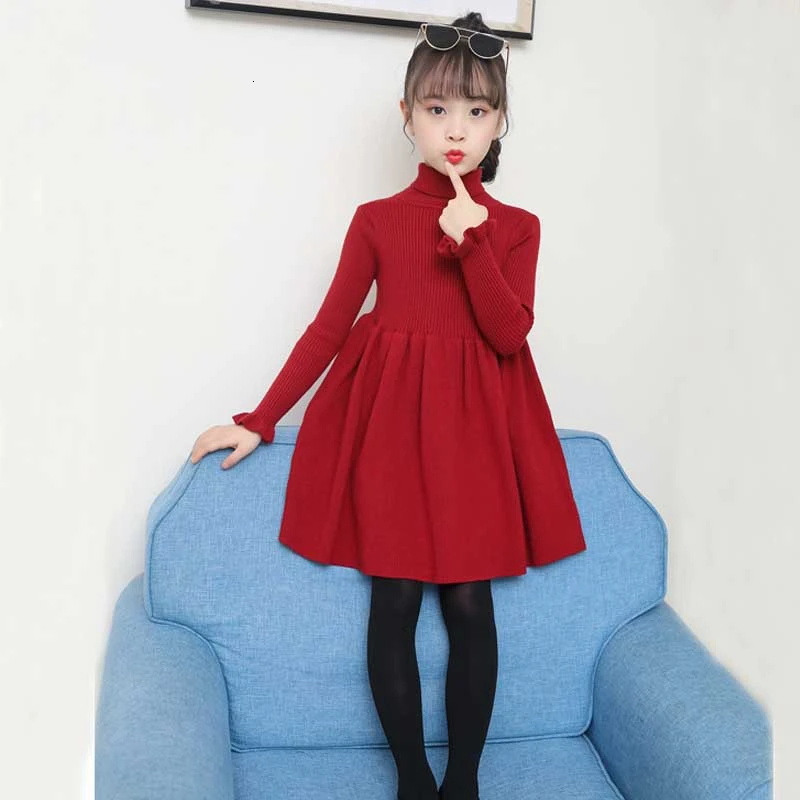 Новинка 2021 осенне-зимние вязаные свитера платье для девочек рождественские