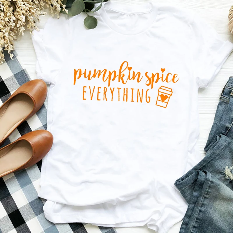 

Leaf T-shirt Harajuku O-neck Casual Ladies Tee Clothing Autumn Trend Women 90s Thanksgiving Halloween Print Top Female T Shirt