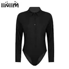 Женский пикантный клубный боди с отложным воротником, трико, рубашка, стринги с высоким вырезом, Модный повседневный Облегающий комбинезон