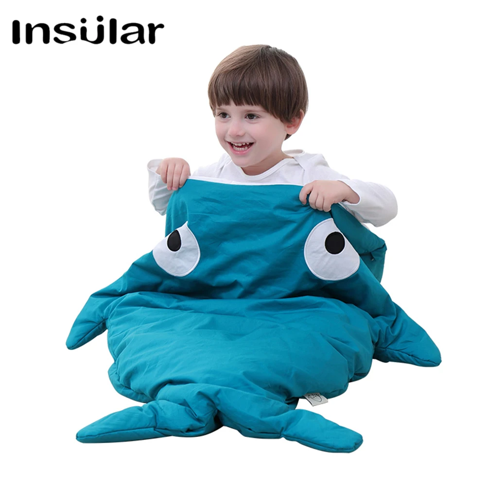 100% хлопок детский зимний спальный мешок Shark теплое детское одеяло Пеленальное