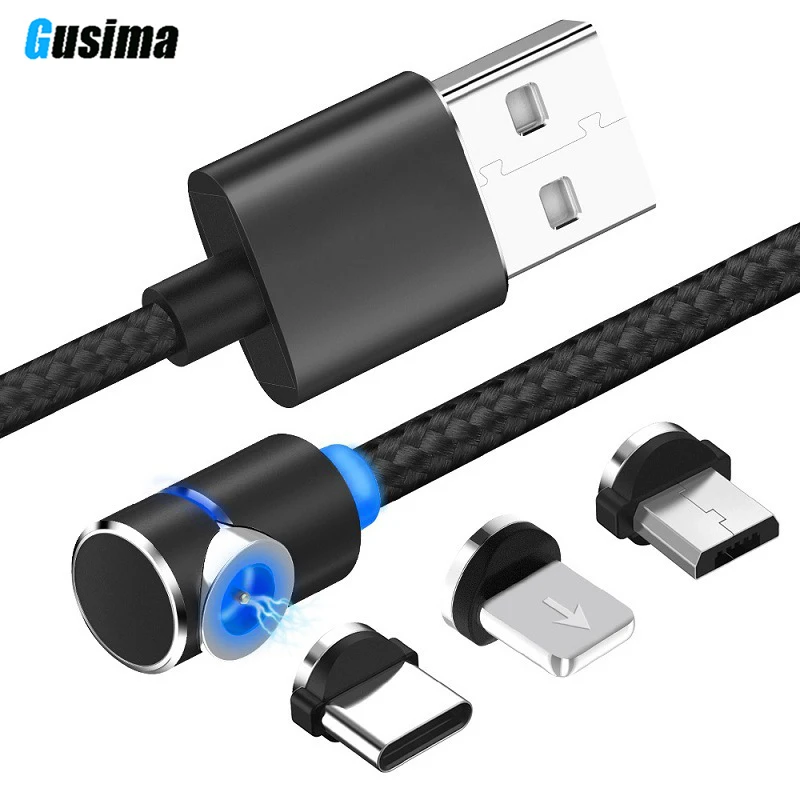 2019 L Line 1 м 2 90 градусов Тип Магнитный кабель Micro USB и usb type C светодиодный магнитное