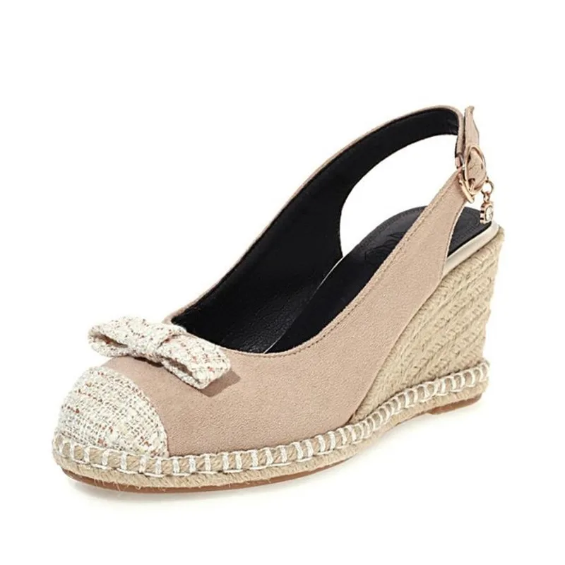 Туфли-лодочки женские на платформе винтажная обувь танкетке соломенные сандалии