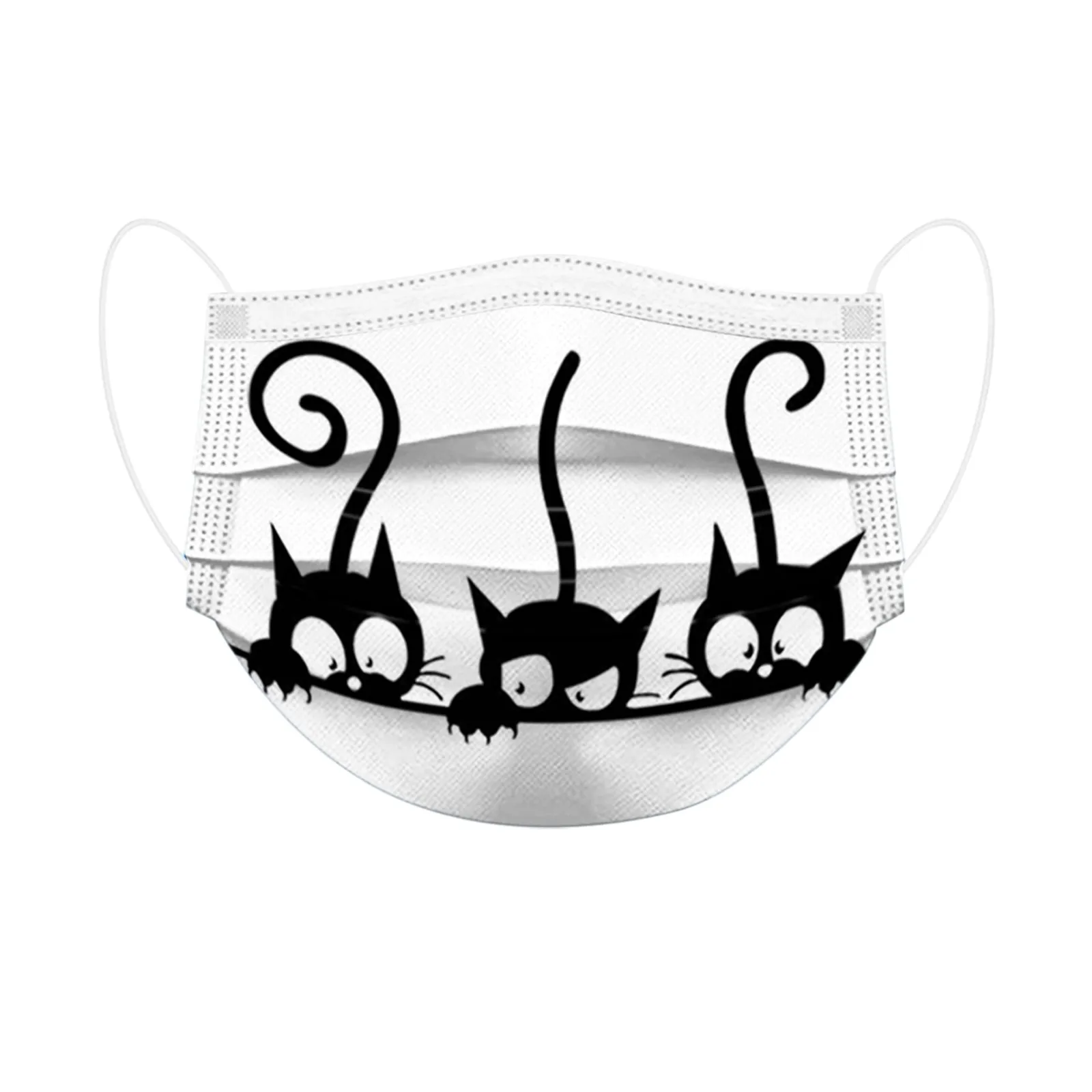 

20pcs Multi Funny Cat Prints Mascarillas Face Mask Black Masks Disposable 3 -layer Filters Adult Mouth Mask Mouth Cap Masques