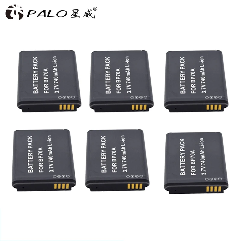Аккумуляторная литий-ионная батарея PALO 6X BP-70A BP 70A BP70A для камеры Samsung PL80 PL90 PL100 ES70 SL50