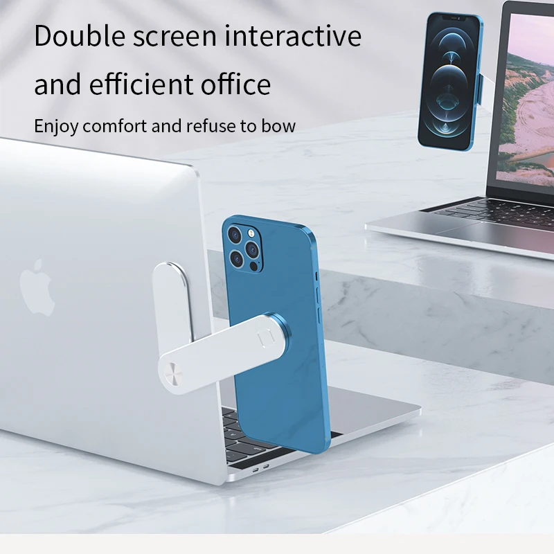 magnetic phone holder aluminium alloy dual screen laptop screen expand stand folding side mount for ipad iphone xiaomi bracket free global shipping