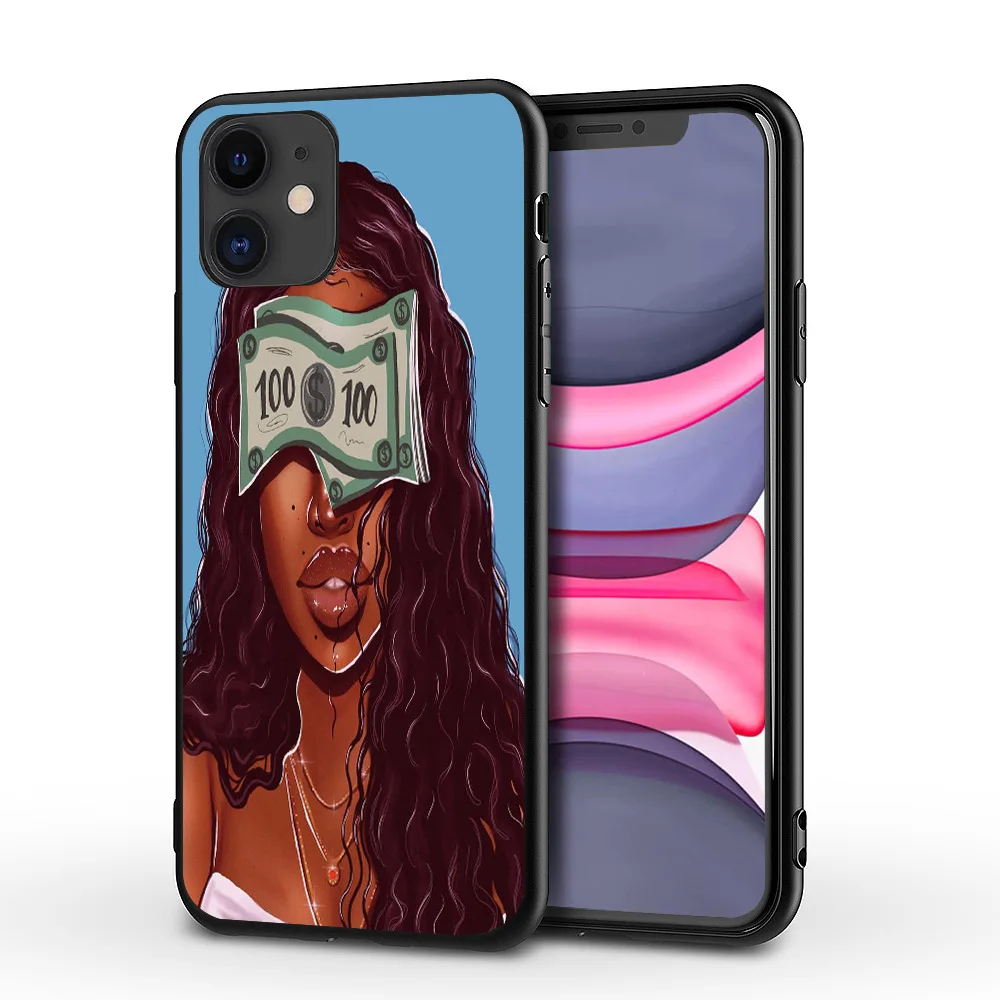 Силиконовый чехол для телефона Melanin с Африканской девушкой iPhone 11 Pro Max 7 8 6 6splus SE 2020 5