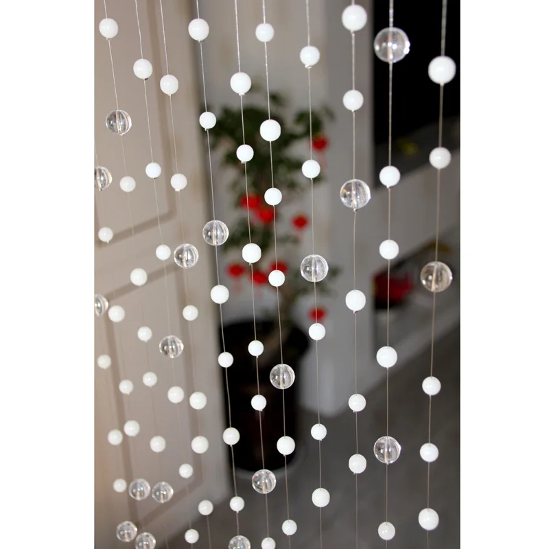 Роскошные Бусины Занавески Неправильное расположение Белое Прозрачное Стекло