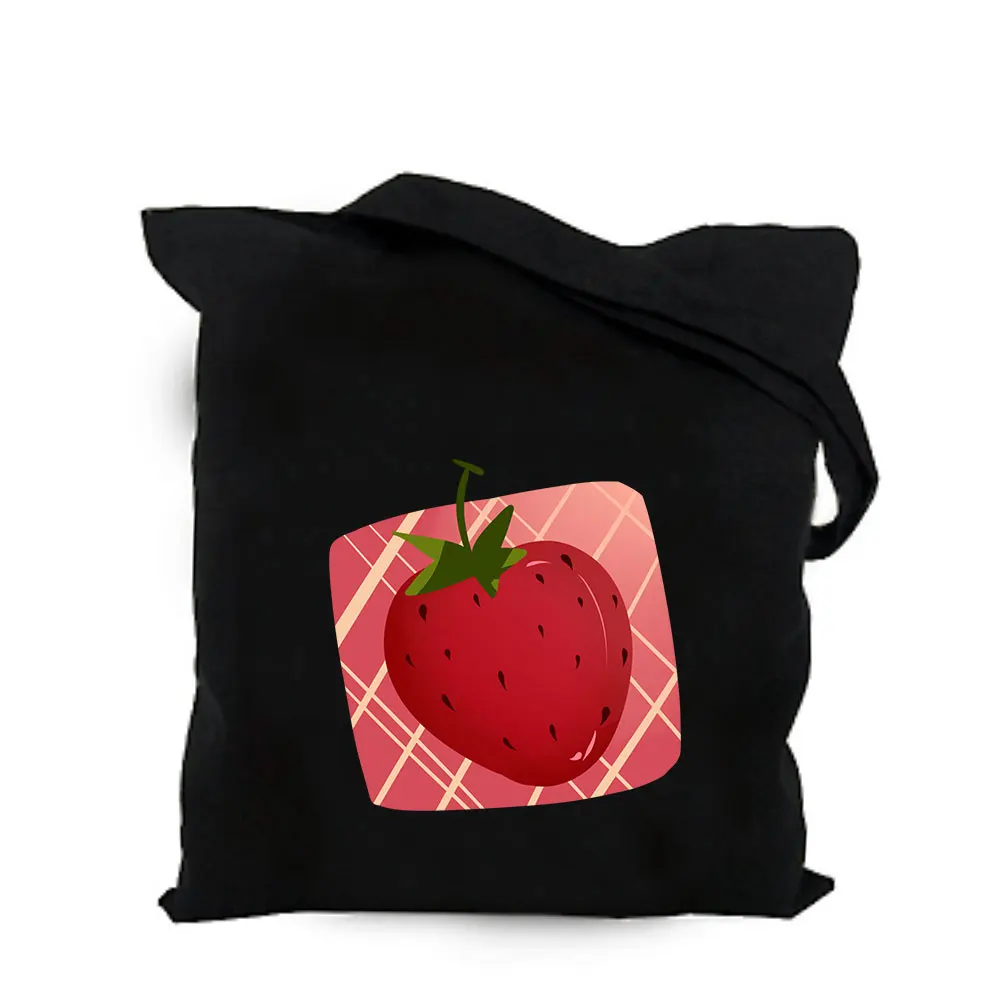 cotton canvas bag 03 Эко хлопок парусина Сумка-тоут Клубника сумка на плечо женская большая хозяйственная сумка складная рекламная милая сумка - Цвет: cotton canvas bag 03