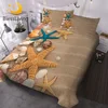 BlessLiving Beach Seashell Duvet Cover 3D Print Bedding Set 3 Pieces Realistic Home Textiles Sand Starfish Bed Cover Sets Queen 1