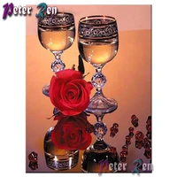 5d rose wine glass diamond painting embroidery diy square or round mosaic cross stitch rhinestone modern art house decoration