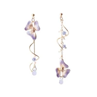 pendant earrings pink flower tassel earrings drop earring jewelry flowers leaves