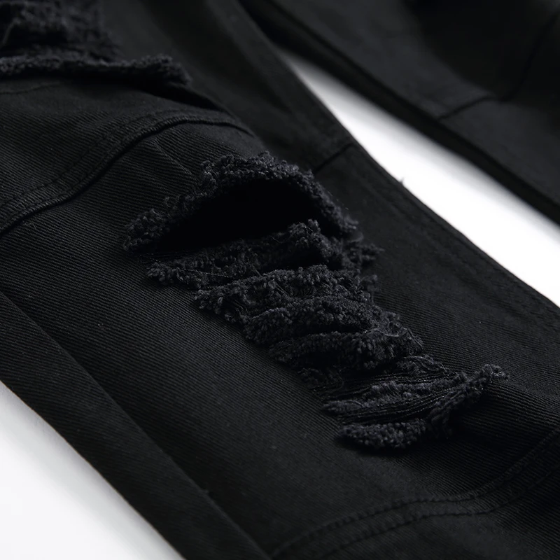 Потертые мужские джинсы модные микро-эластичные маленькие прямые молодежные