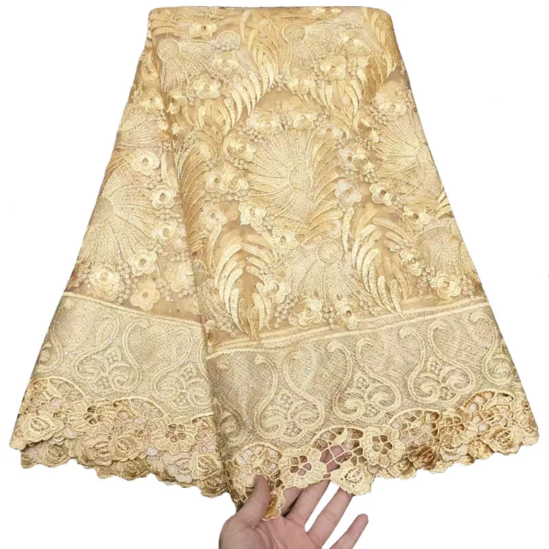 

High Quality African Nigerian Tulle Lace Fabric French Tulle Lace Embroidery French Dress Milk Silk Voile Cord 2.5yards
