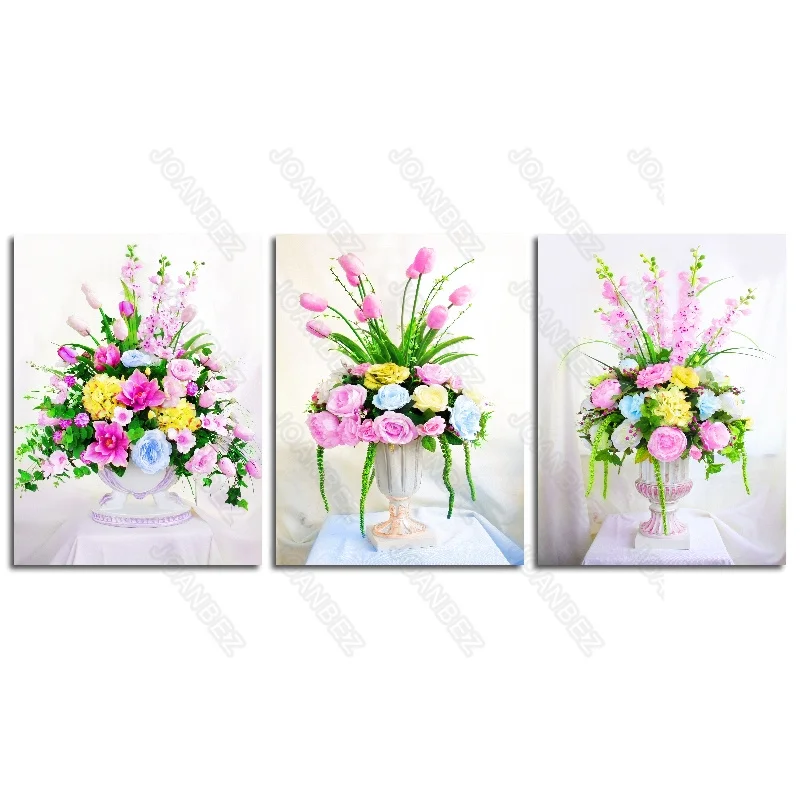 

Modern Realistic Painted Vase Colorful Flowers Pattern Background Poster Living Room Decoration Wallpaper Furniture Art Frame