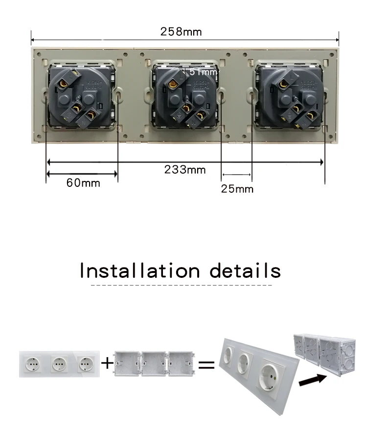 Электрическая розетка BONDA европейского стандарта 16 А из хрустального