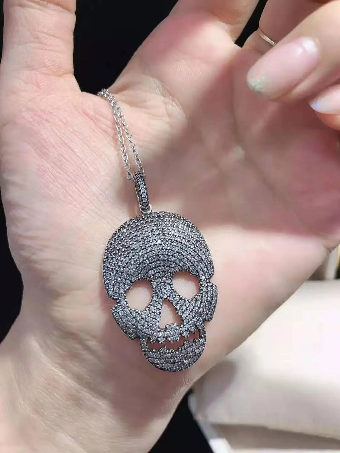 

46x64mm Mixed Color golden plated Cz micro Skull head Pendant Jewelry Findings