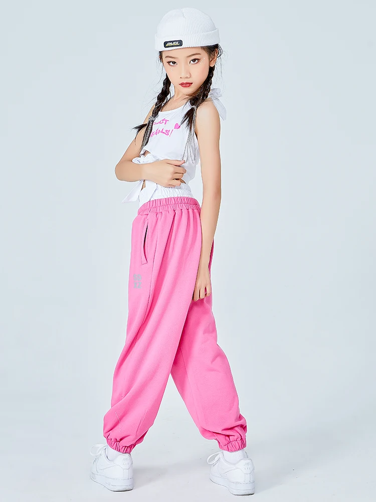 

Children Hip Hip Dance Clothes For Kids White Vest Hiphop Pants Suit Children'S Day Jazz Performance Costumes Dance Wear DQS6870