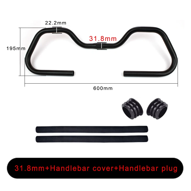 Bike Handlebar Bicycle Bent Bar Aluminum Alloy Integrated Cycling End Butterfly BMX Mountain Bikes Road Rest Riser MTB | Спорт и