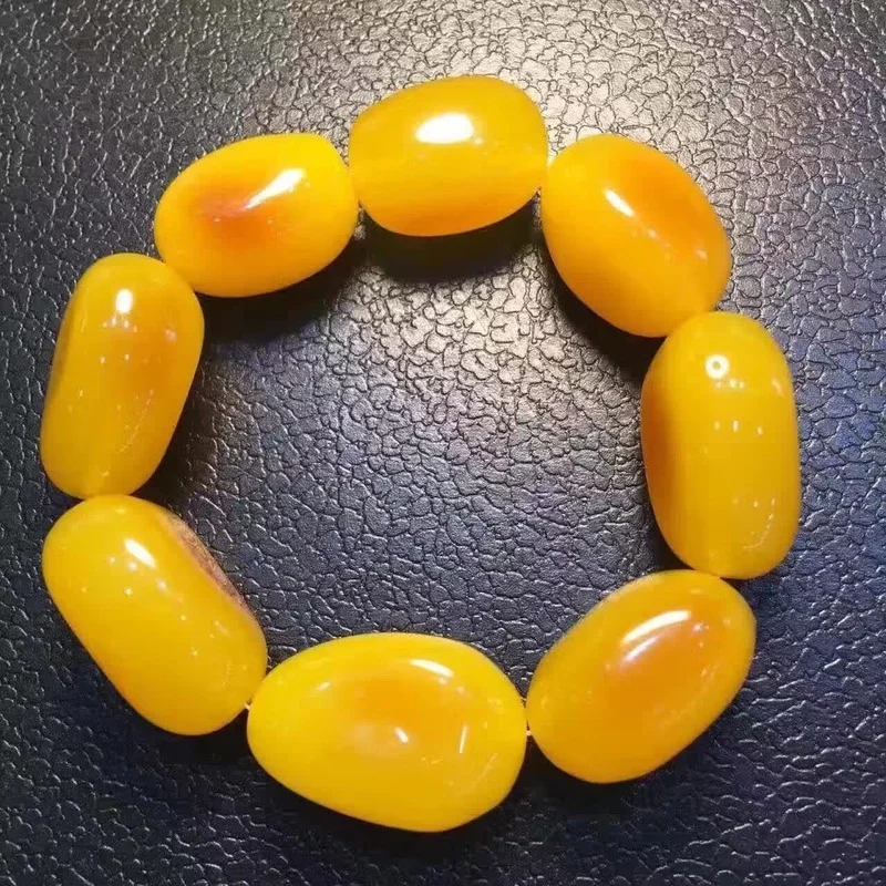 

Natural Amber Beeswax Hand Polished Full of Honey Chicken Oil Yellow Pretty Color Bracelet Pendant Necklace for Men and Women