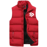 2021 fashion outdoor warm men vest jackets autumn winter sleeveless solid color printed down coat casual stand collar waistcoat