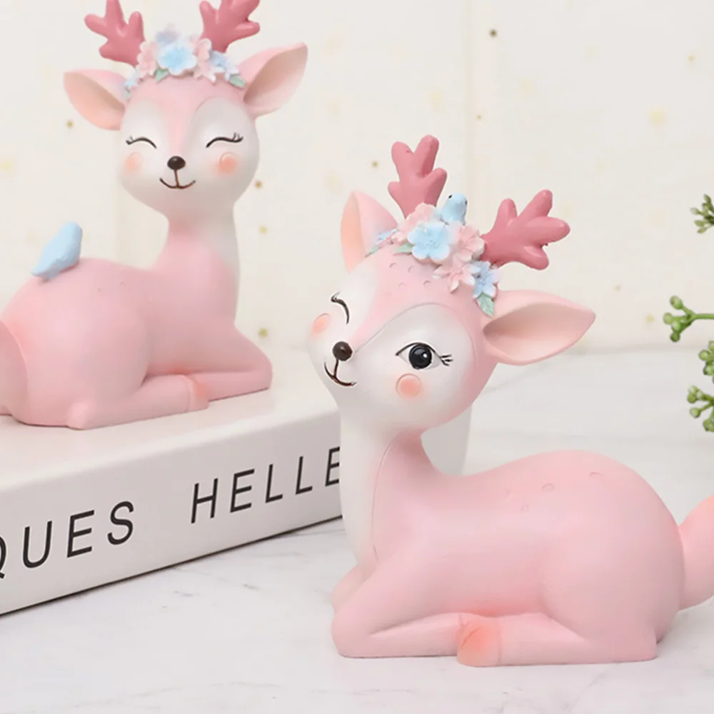

4pcs Vivid Resin Deer Ornament Lovely Desktop Adornment Unique Craft for Home