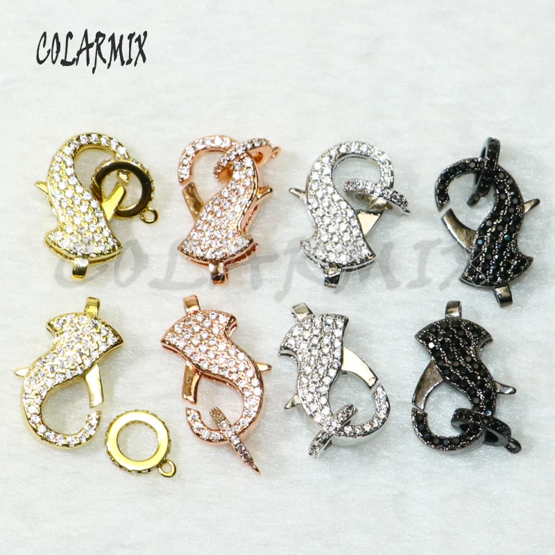 

10pcs Ribbon lobster clasp necklace pendants hook charm accessories for necklace zircon crystal clasp jewelry making 50207