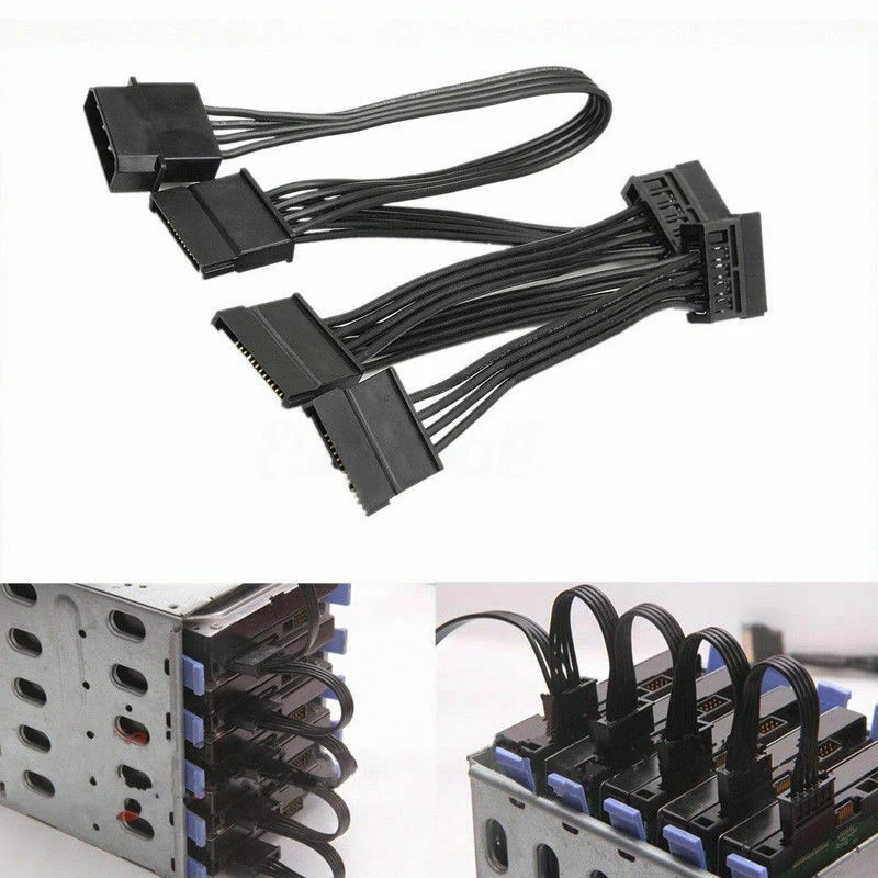 4Pin IDE/SATA до 5 Порты и разъёмы Питание кабель Molex нескольких SATA 18AWG провод шнур
