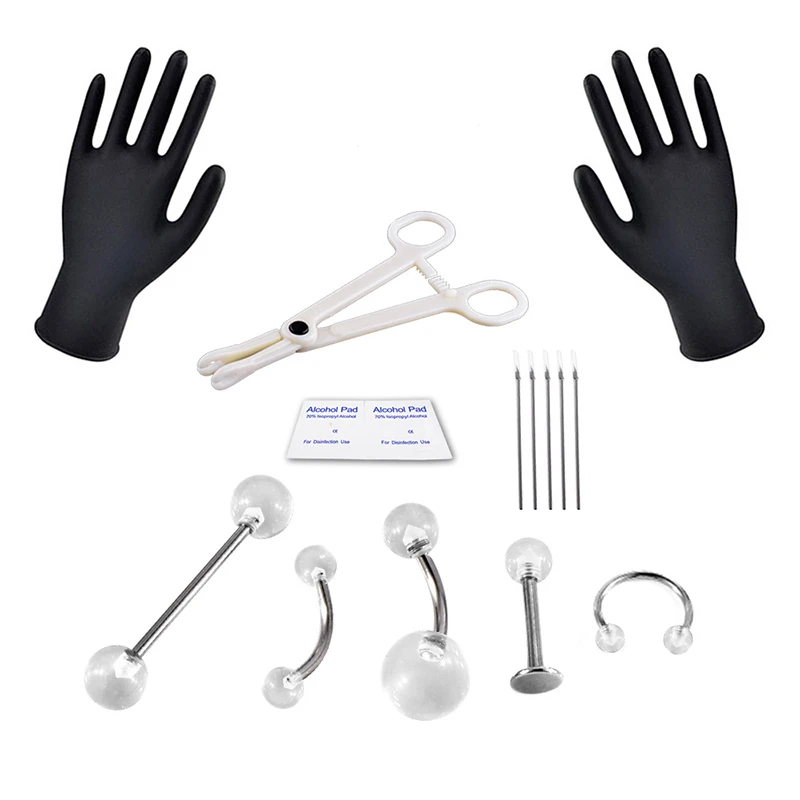1 набор профессиональных пирсингов для тела инструментов пирсинга носа живота