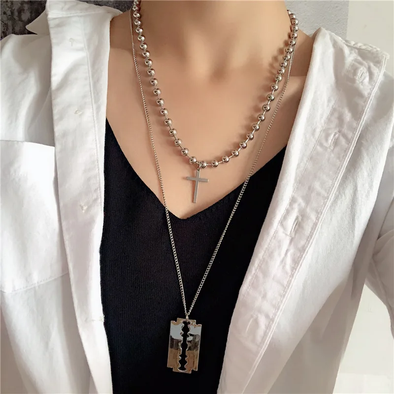 Креативная Мужская подвеска для бритвы из нержавеющей стали серебряное ожерелье