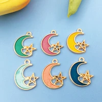 5pcslot gold plated enamel charms moon pendant for diy trendy romantic necklace bracelet earrings jewelry makingaccessories